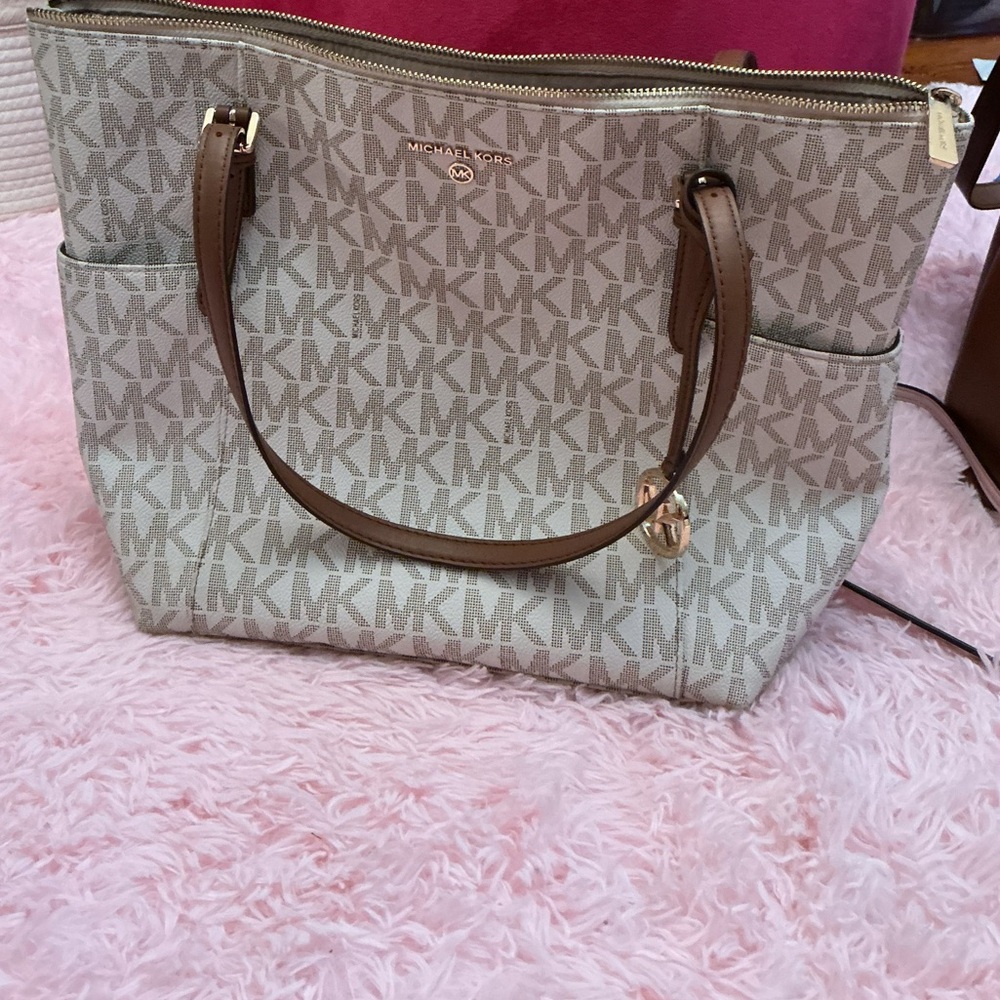 Michael Kors Tan and Cream Signature Tote